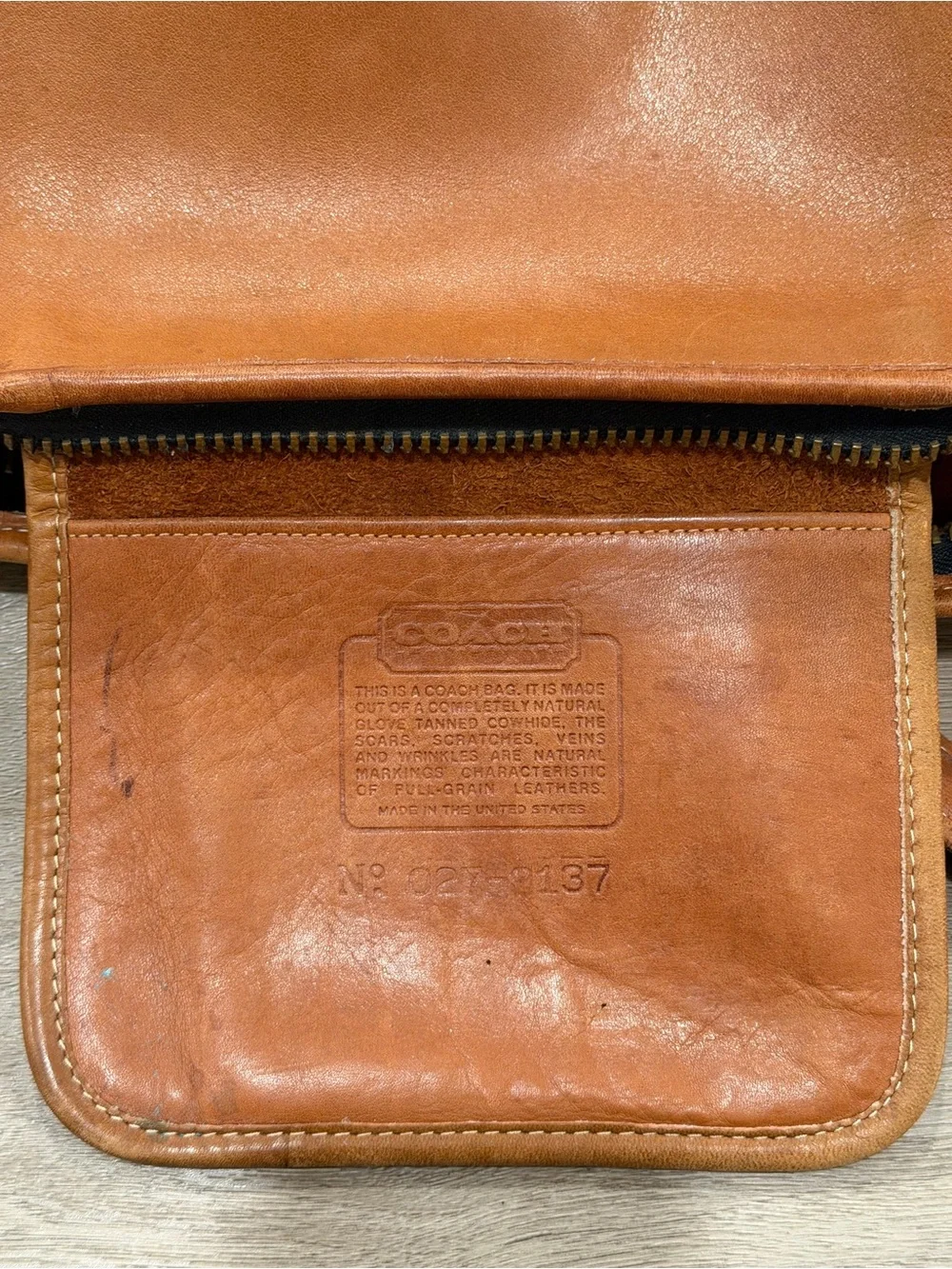 Vintage Coach Duffle Sac Bucket Bag British Tan Leather Made in USA 9085 TLC